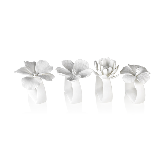 Assorted Bone China Flower Napkin Rings