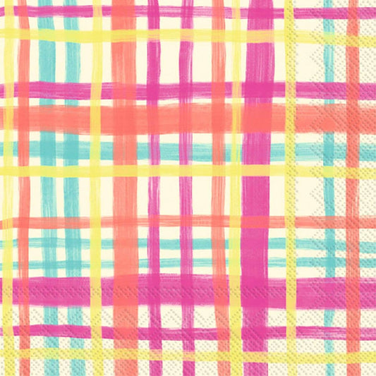 Paper Cocktail Napkins Art Pop Plaid