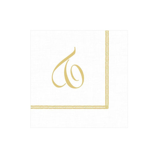 T Hemstitch Script Single Initial Paper Cocktail Napkins - 20 Per Package