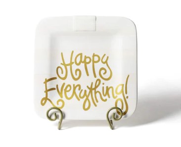 White Stripe Mini Happy Everything! Square Platter