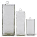 Large Hand-blown Square Clear Glass Hanging Vases