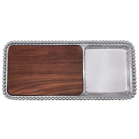 Pearled Cheese & Cracker Server, Dark Wood