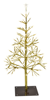 2.5' Shimmering Tree 180L Gold Tape, Star Topper