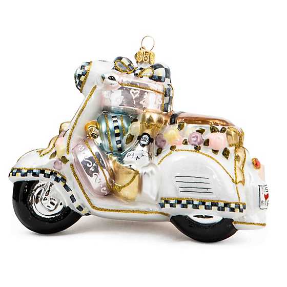 Glass Ornament - Just Married Scooter