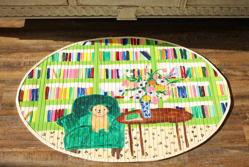 36x24" Bamboo Mat, Puppy in Library