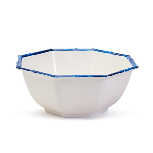Blue Bamboo Touch Octagonal Serving Bowl with Bamboo Rim Design