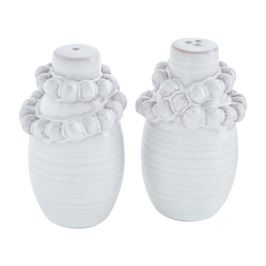 White Beaded Salt and Pepper Shakers