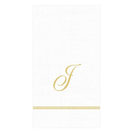 J Hemstitch Script Single Initial Paper Guest Towel Napkins - 15 Per Package