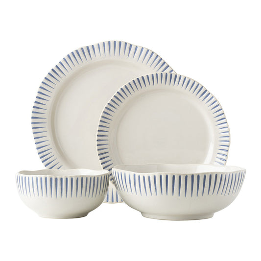Sitio Stripe Indigo 4pc Setting