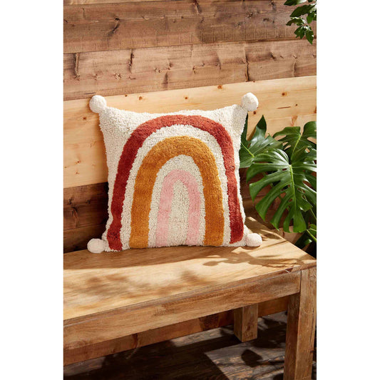 Rainbow Pom Throw Pillow