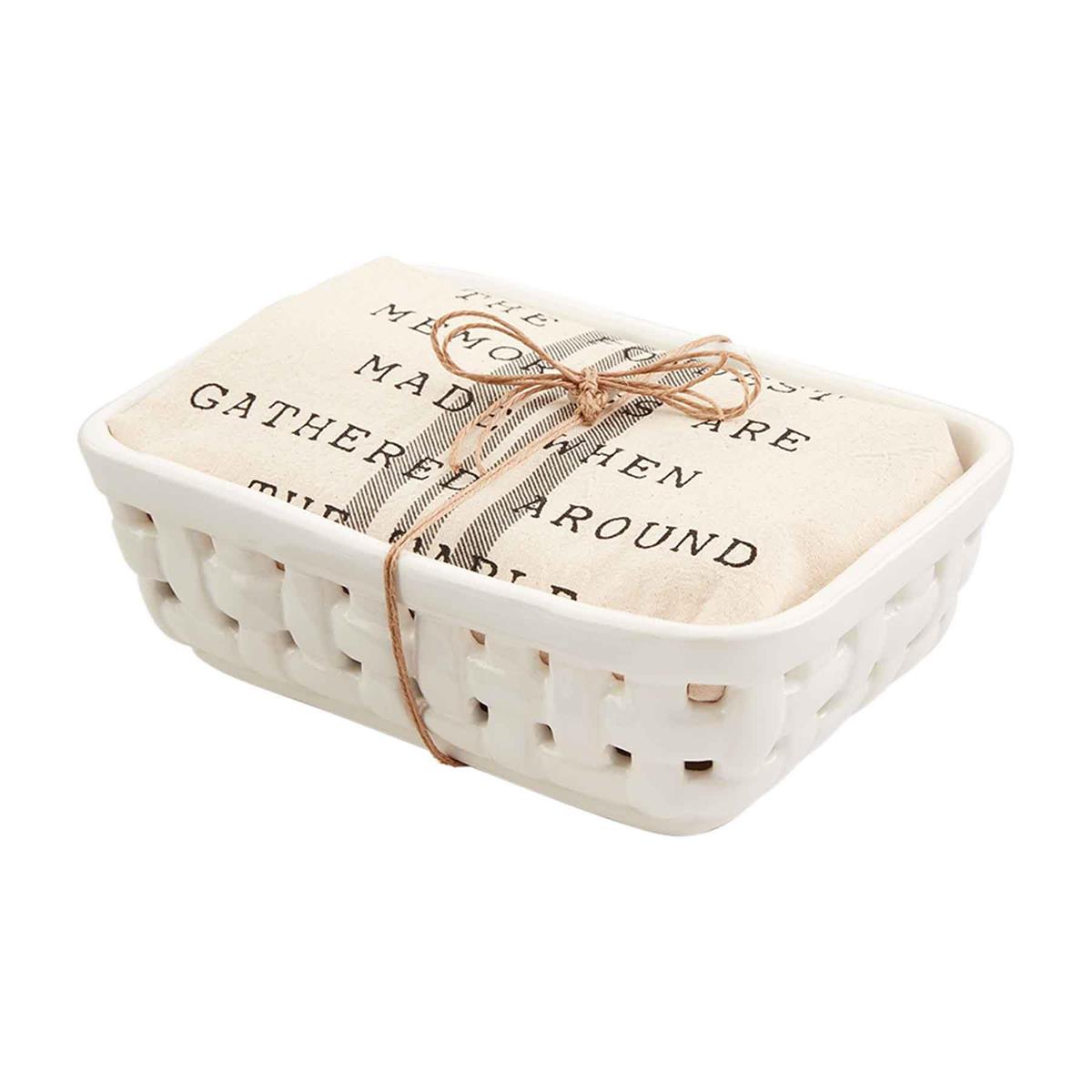 Ceramic Basket And Towel Set