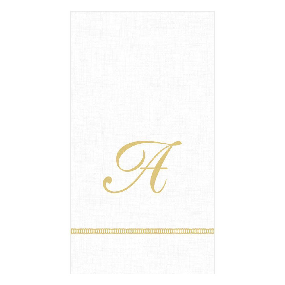 A Hemstitch Script Single Initial Paper Guest Towel Napkins - 15 Per Package
