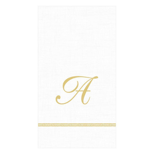 A Hemstitch Script Single Initial Paper Guest Towel Napkins - 15 Per Package