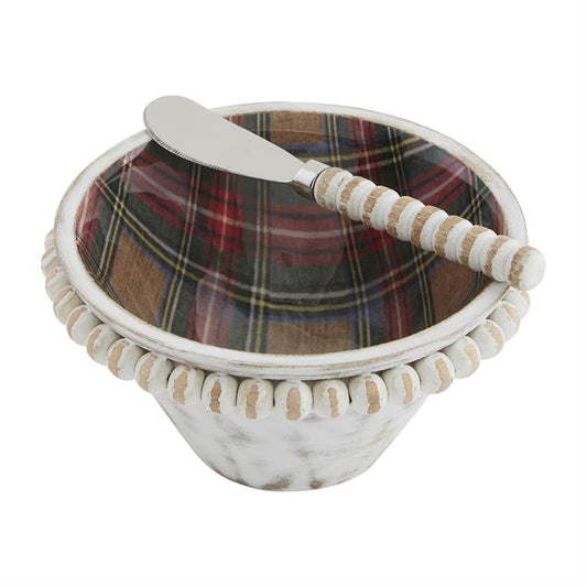 Tan Tartan Bowl Dip Set