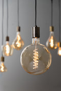 LED Bulb Round Amber E26, 4W, Dimmable, 8"x10.25"