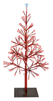 2.5' Shimmering Tree 180L Red Tape, Star Topper