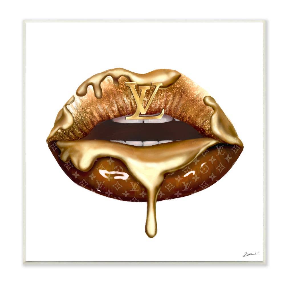 Designer Brand Gold Lip Portrait Glam Cosmetic Drip