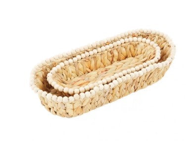 Hyacinth Beaded Bread Basket Set