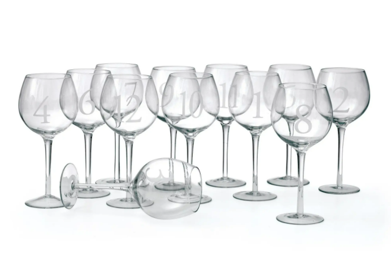 Numerology Wine Glasses Set of Twelve