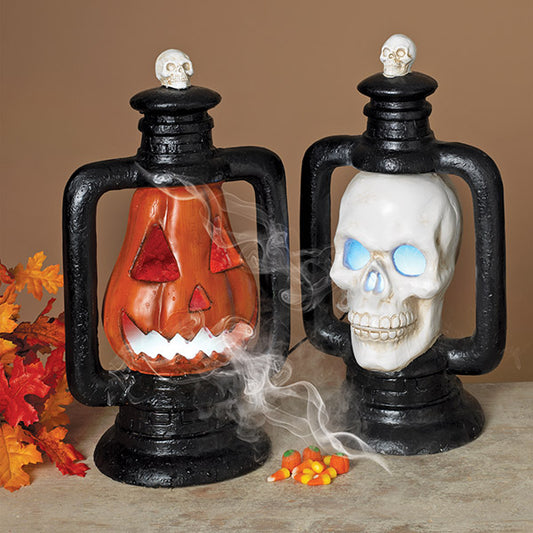 18" UL Electric Halloween Smoking Lantern - Skull