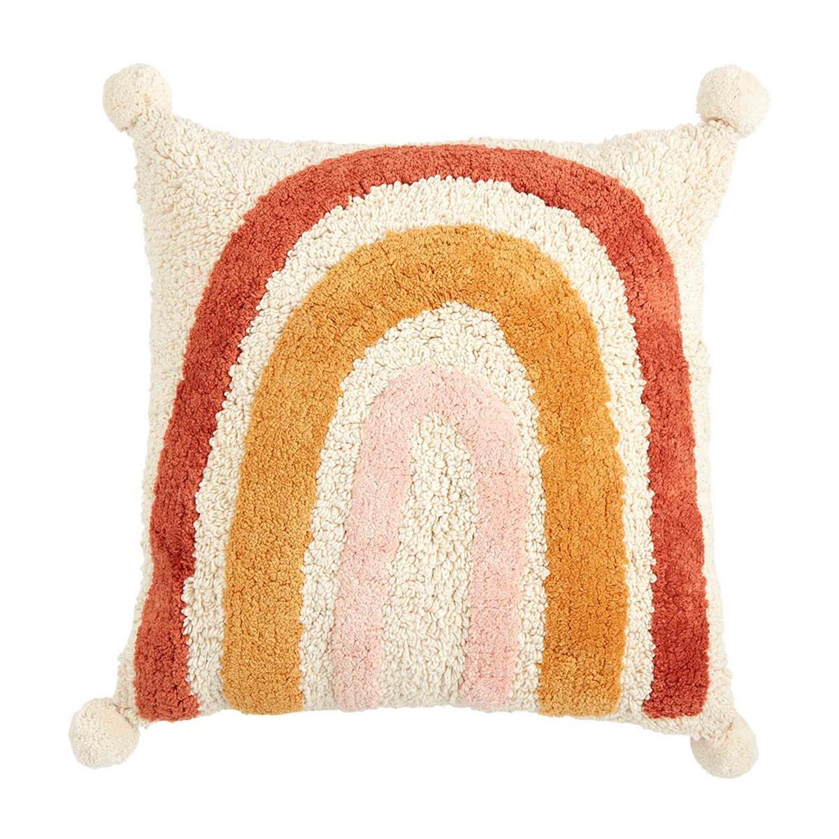 Rainbow Pom Throw Pillow