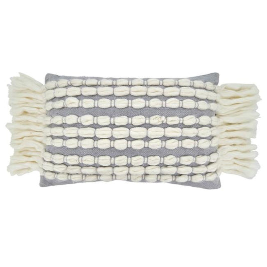 Chunky Fringe Gray Pillow 16x23