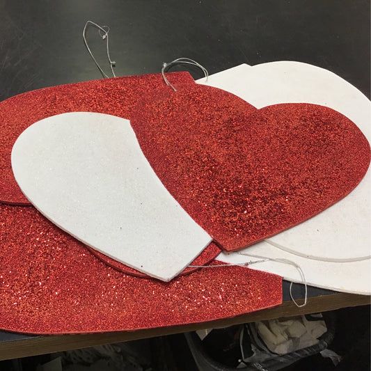 3 pair Red white hearts garland