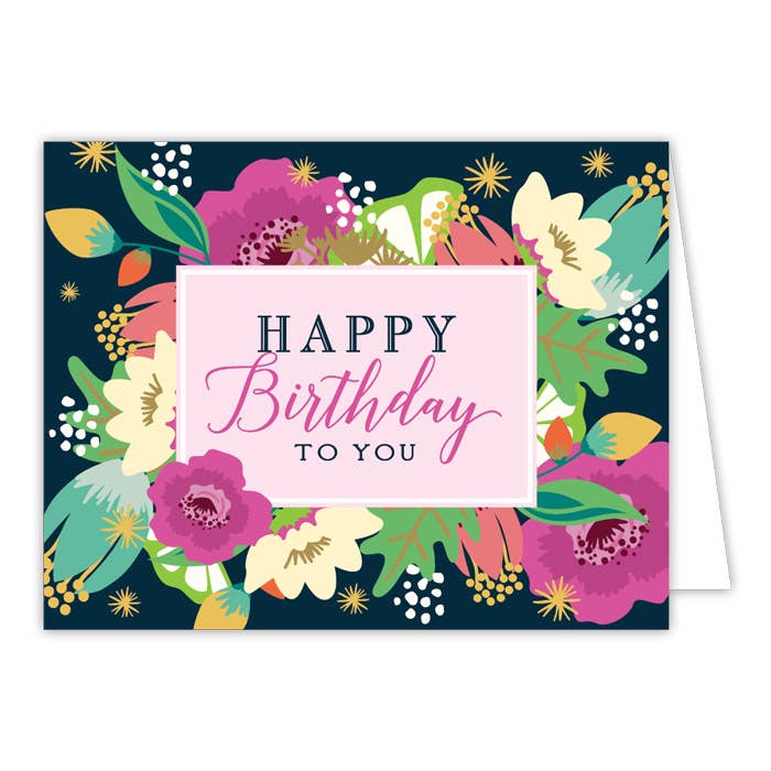 Happy Birthday To You Abstract Blossoms Greeting Card