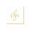 K Hemstitch Script Single Initial Paper Cocktail Napkins - 20 Per Package