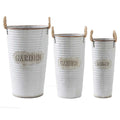 Metal Ribbed Garden Buckets w/Rope Handles Med