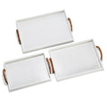 White Crocodile Decorative Rectangle Tray w/ Bamboo Handles Medium
