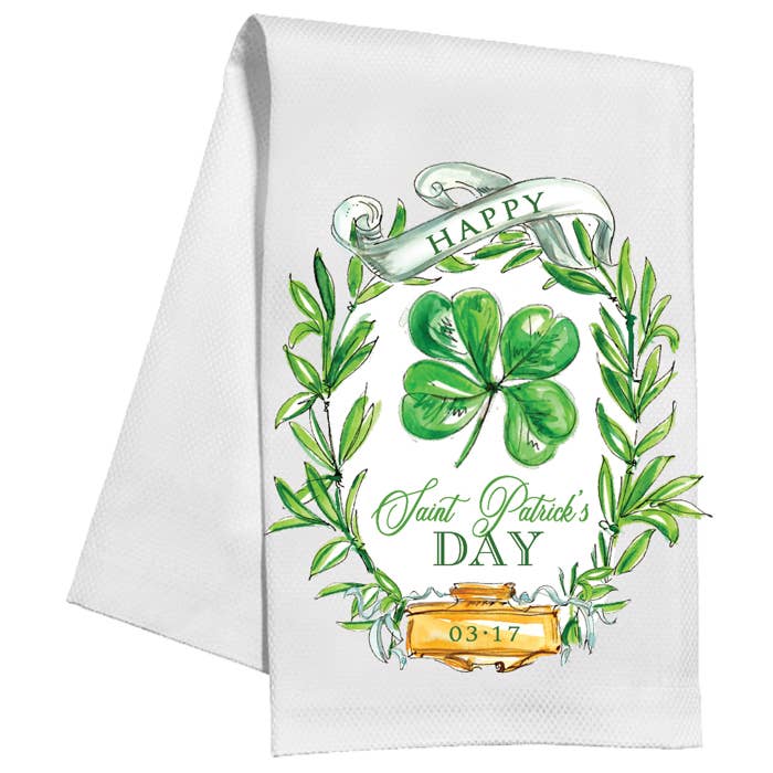 Shamrock and Laurel Happy St Patrick's Day  Kitchen Towel