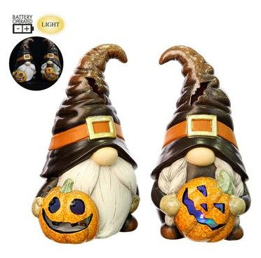 Gnome Holding Jack-O-Lantern Black Orange
