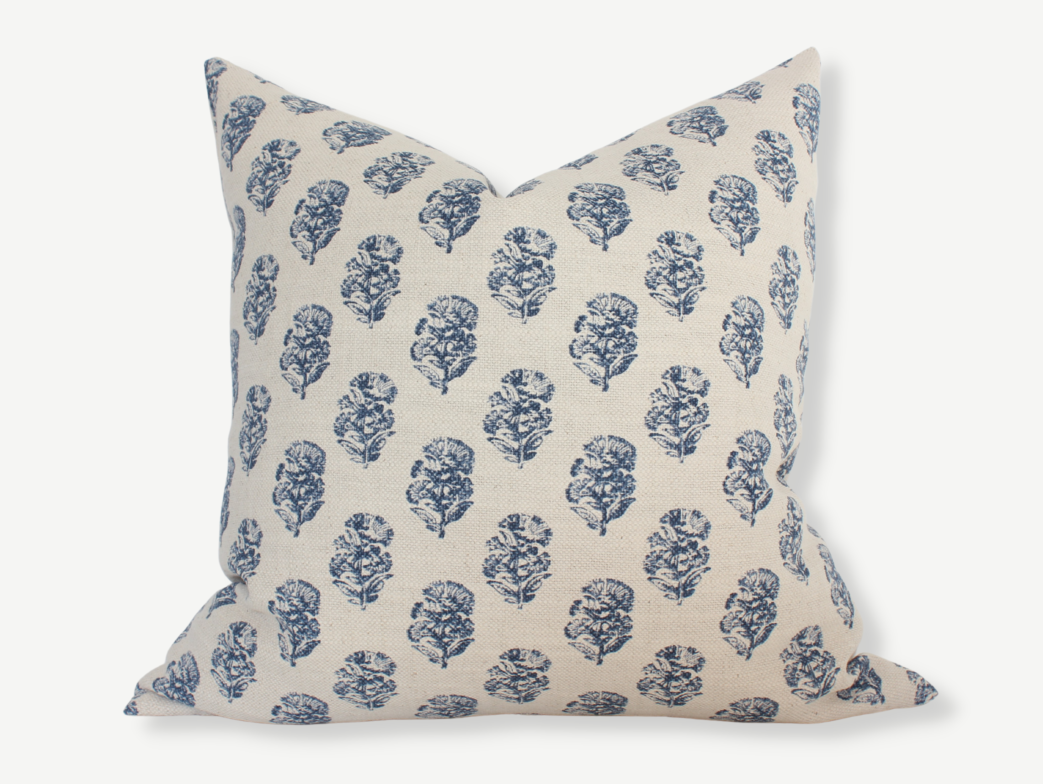 Navy Blue 14x36 Floral Pillow, Cream Blue Throw Pillow