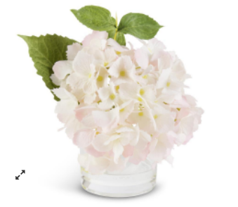 Pink Real Touch Hydrangea in Glass Vase 9 Inch