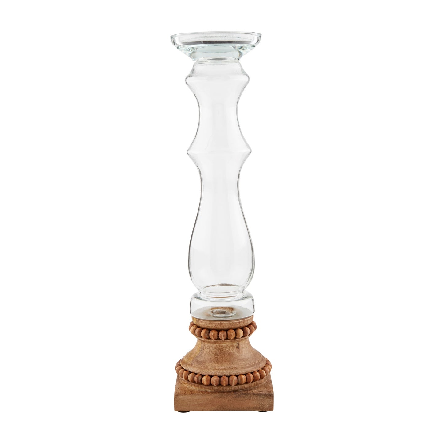 Large Wood and Glass Candleholder