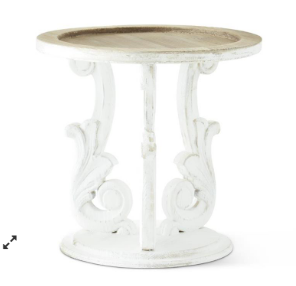 Whitewashed Ornate Wood Riser 14 Inch