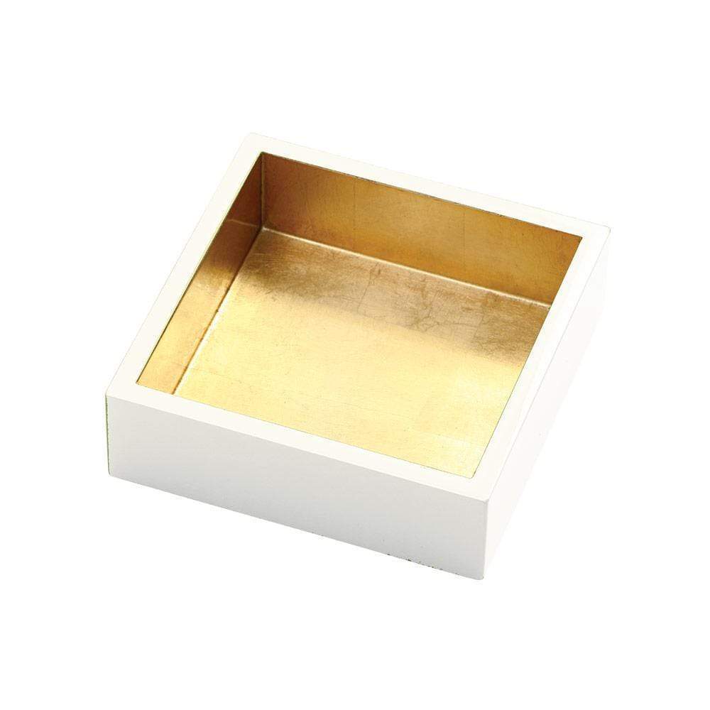 Lacquer Cocktail Napkin Holder - Ivory & Gold