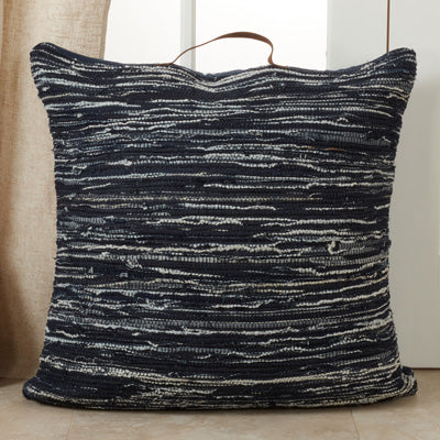 Navy Blue Floor Denim Chindi Pillow 30x30