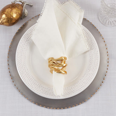 Gold Wavy Stacked Napkin Ring