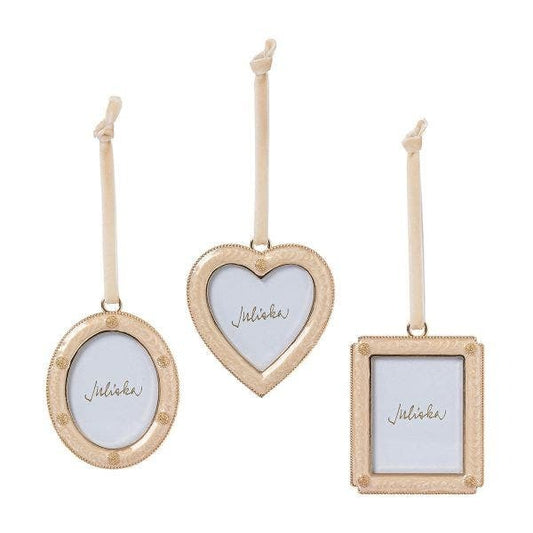 Ornament Set of 3 Enamel Frame BT Champagne