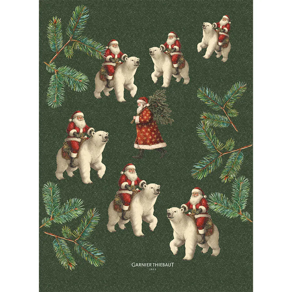 Ours De Noel Sapin Kitchen Towel, Cotton-Linen Blend
