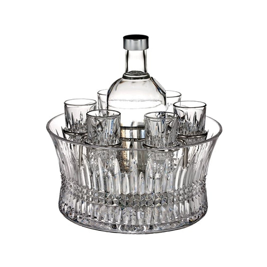 Lismore Diamond Vodka Set w/ Chill Bowl, Shot Glasses, & Metal Insert