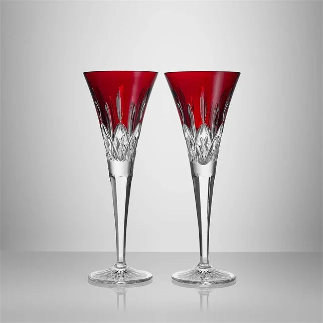 Lismore Red Toasting Flute Set of 2