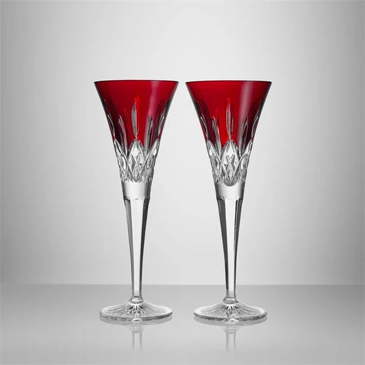 Lismore Red Toasting Flute Set of 2