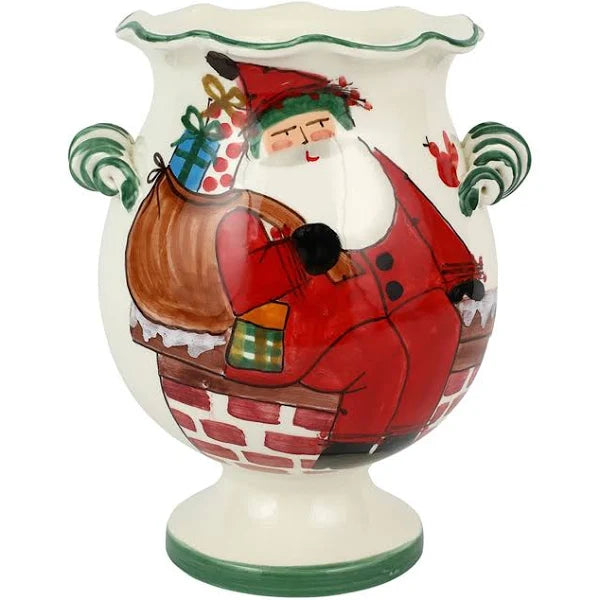 Old St. Nick Handled Cachepot with Gifts