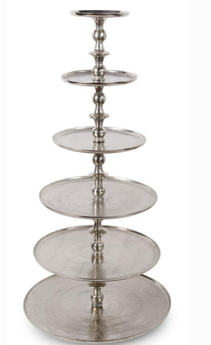 Silver 6 Tiered Round Stand 53"