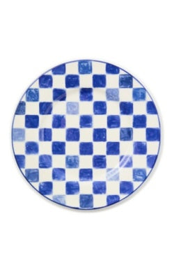 Indigo Check Dinner Plate
