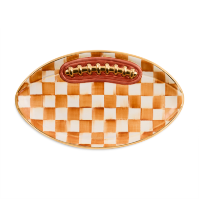 Ginger Check Ceramic Football Platter