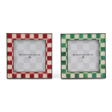 Cherry & Emerald Check Silver Plated Frames, Set of 2